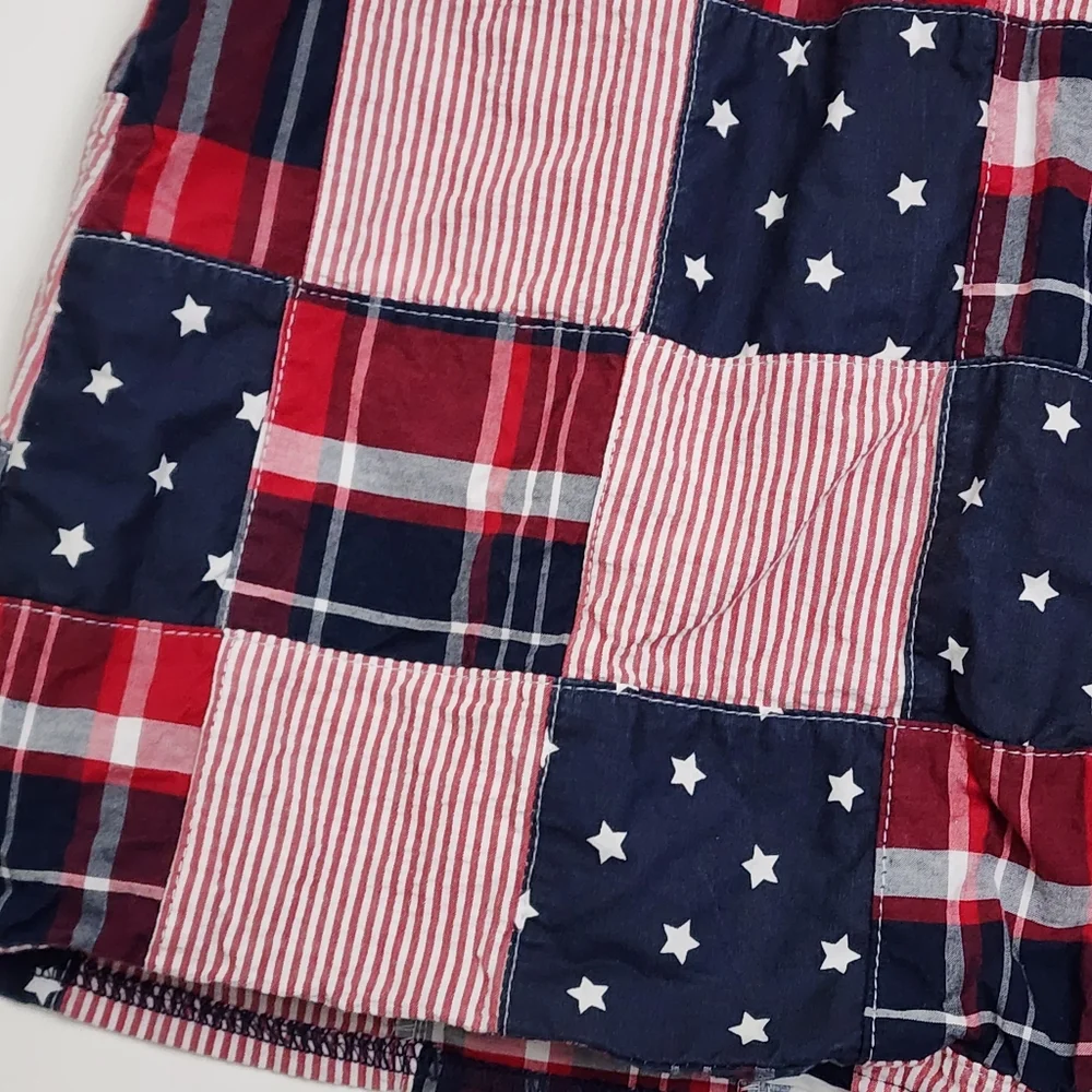 Girls Gymboree American Cutie Red White & Blue Madras Flutter Bow Dress Size 10